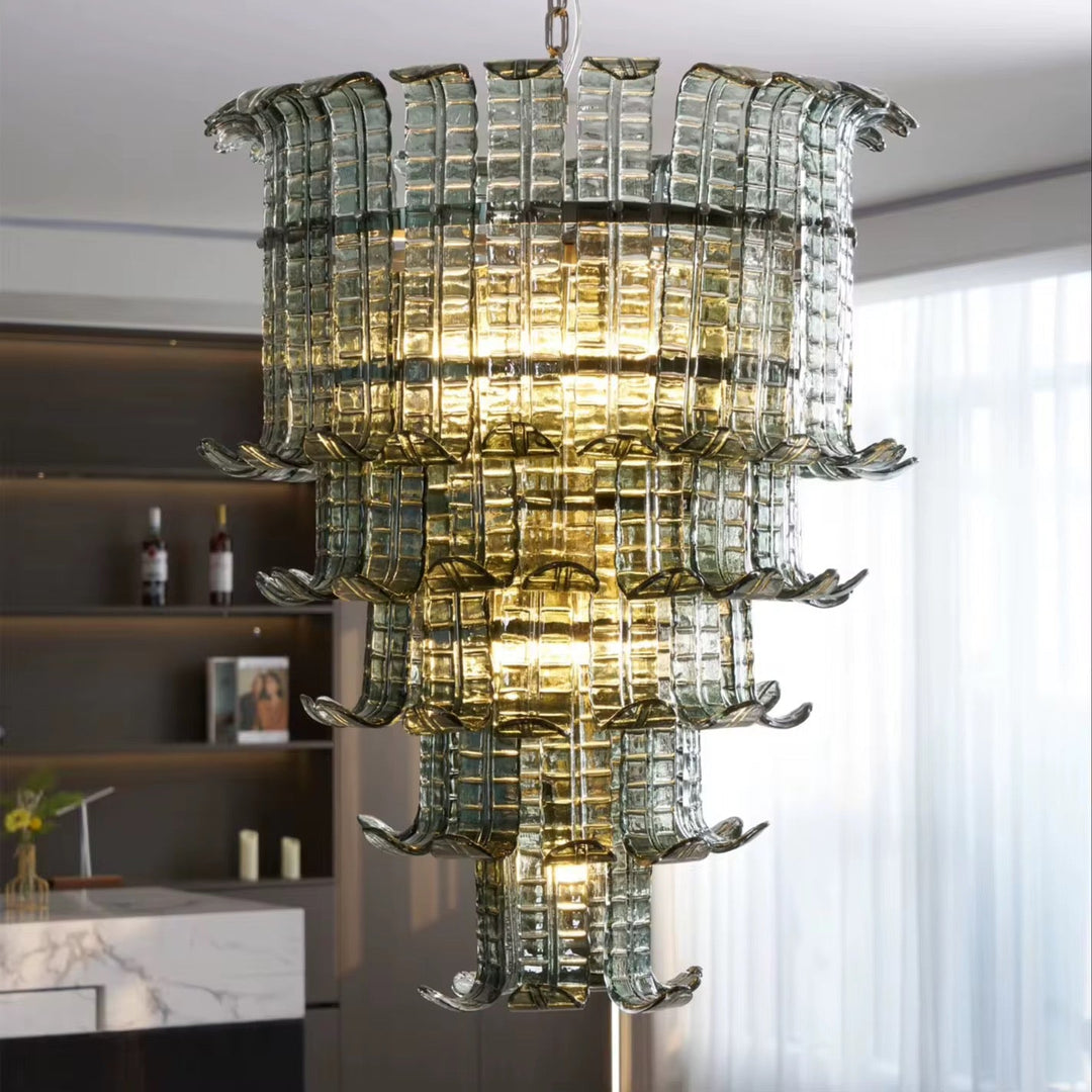Modern Glass Chandelier with Multi-Layer Design