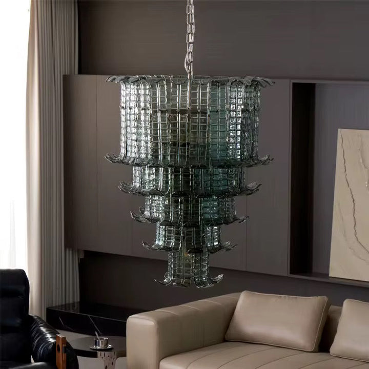 Modern Glass Chandelier with Multi-Layer Design