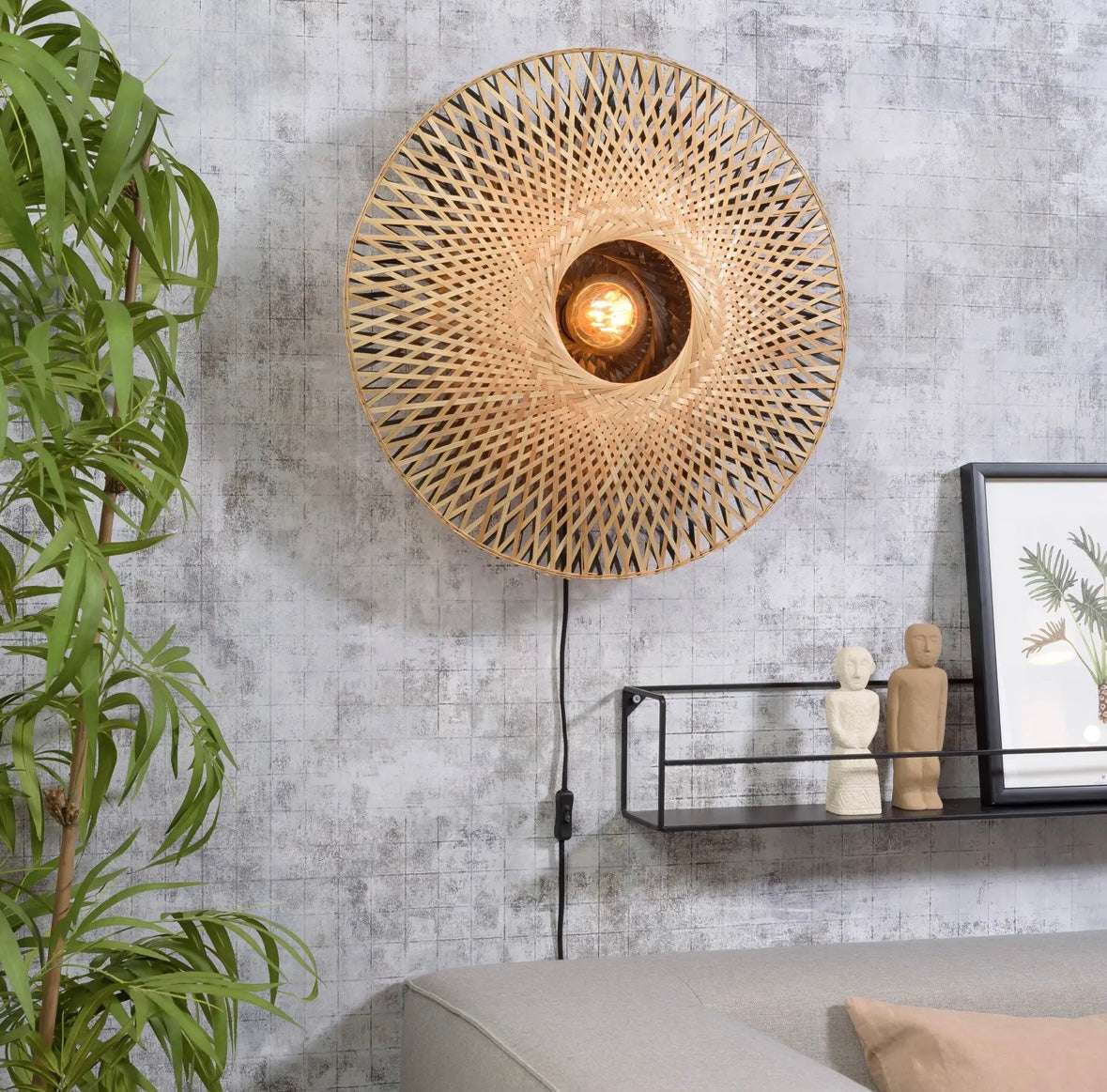 Rustic Wall-Mounted Woven Light with Natural DesignThis rustic