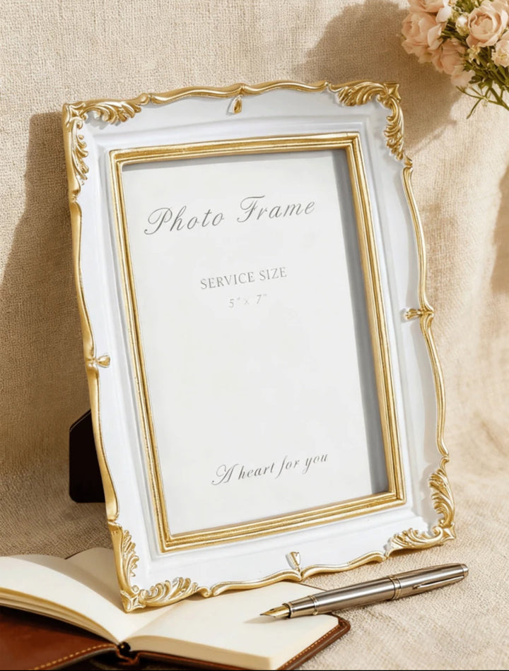 White & Gold Ornate 5x7 Photo Frame