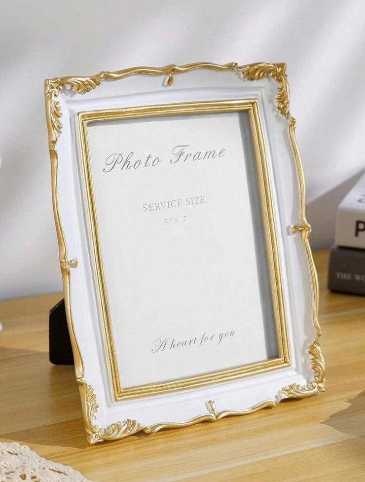 White & Gold Ornate 5x7 Photo Frame