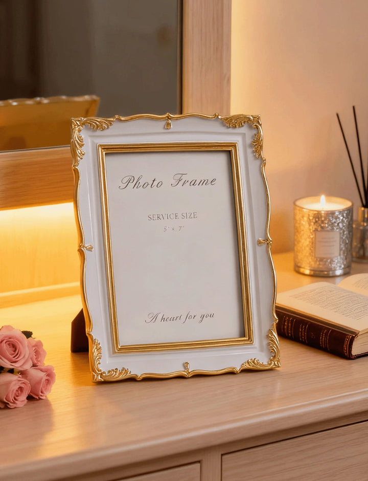 White & Gold Ornate 5x7 Photo Frame