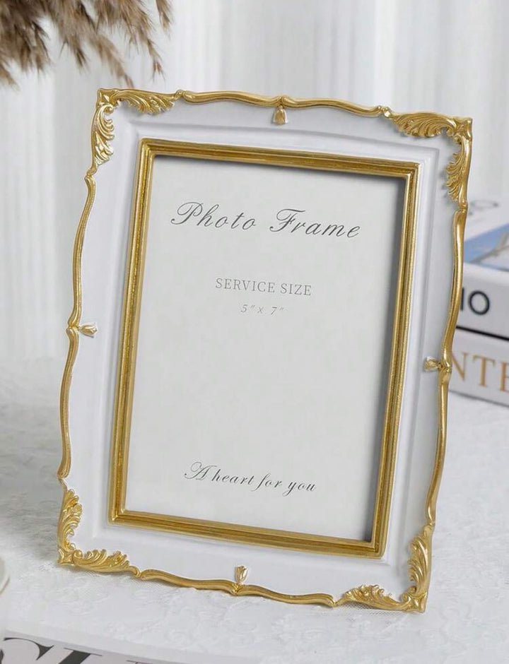 White & Gold Ornate 5x7 Photo Frame