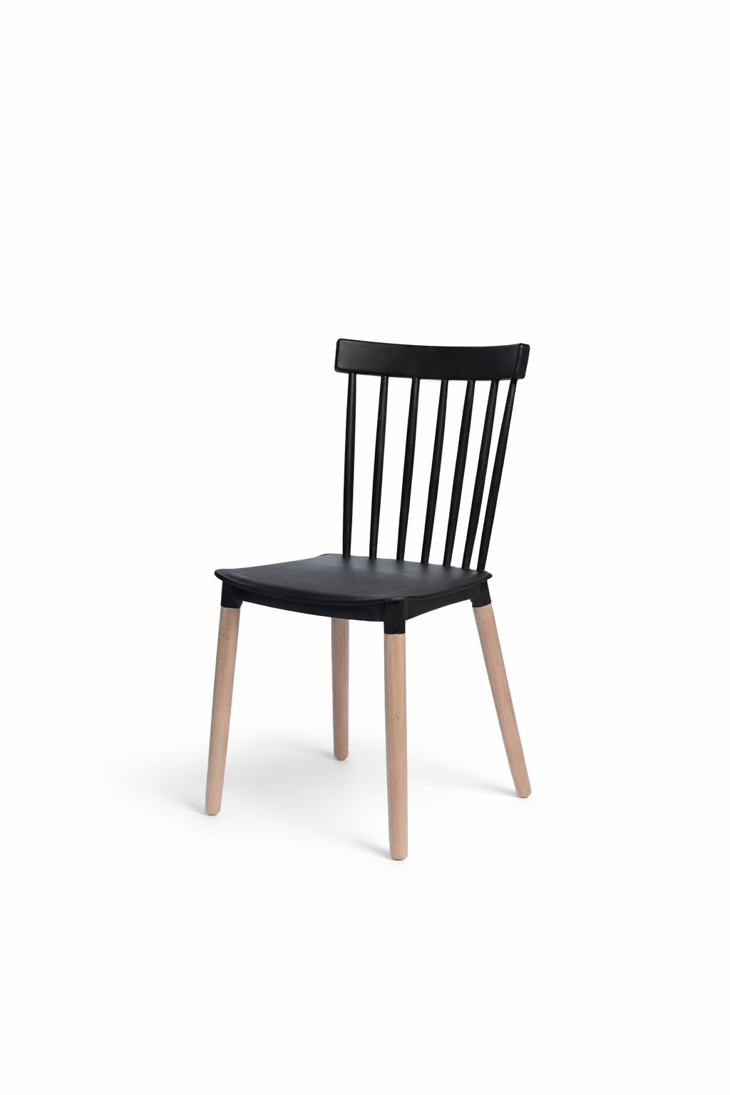 Modern Spindle Back Acrylic Dining Chair with Beech Wood Legs