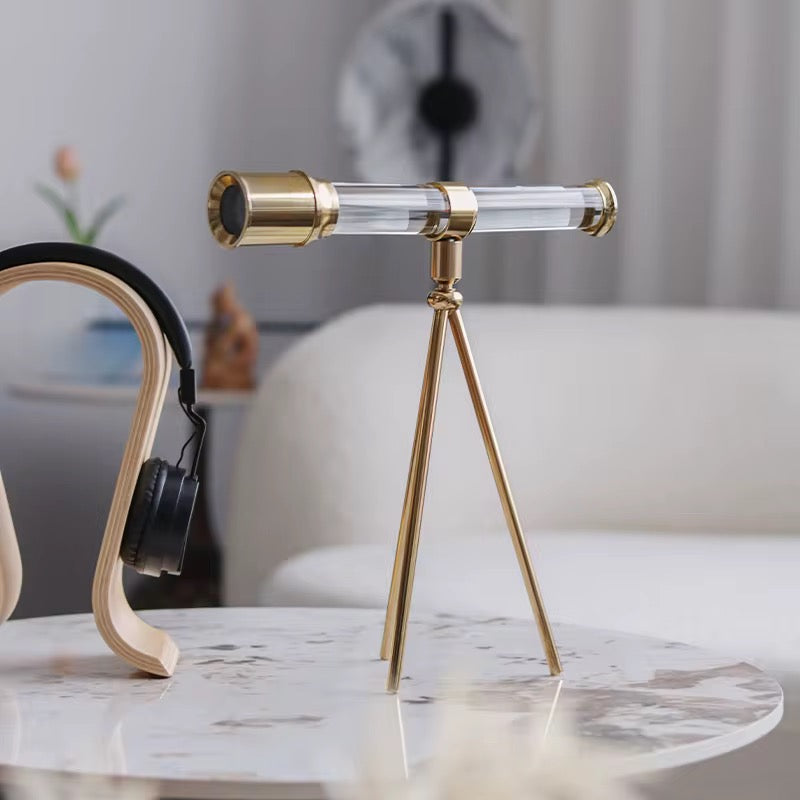 Gold Tripod Telescope Decor