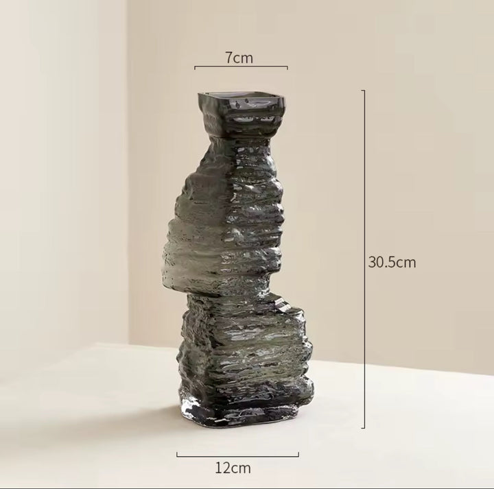 Textured Black Glass Vase Set of 2