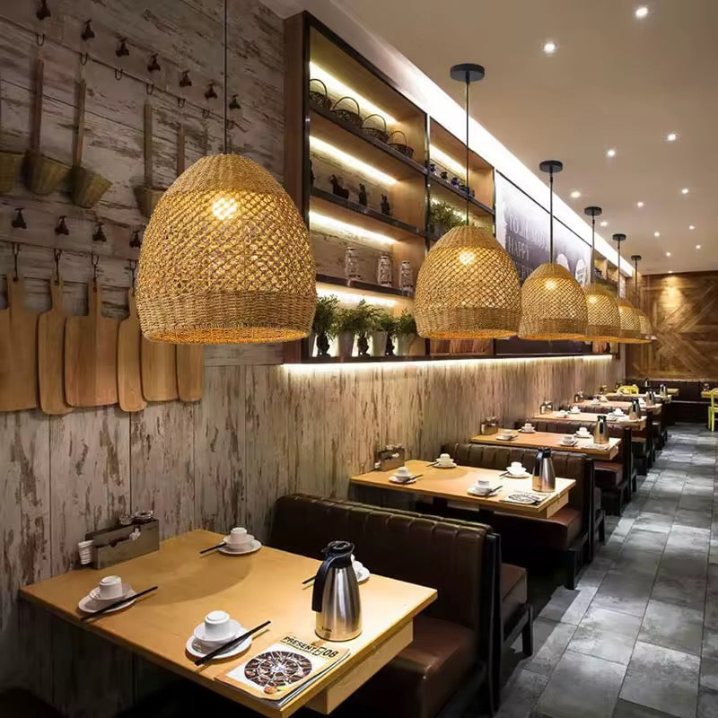 Rustic Woven Jute Pendant Light