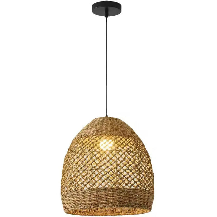 Rustic Woven Jute Pendant Light