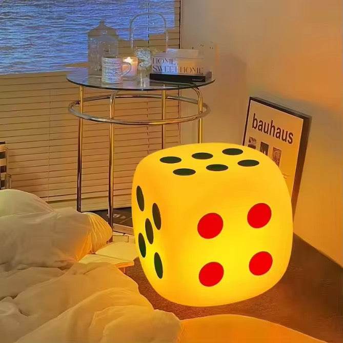 Dice Glow Light glowing outdoor decorative dice-shaped LED cube in garden setting