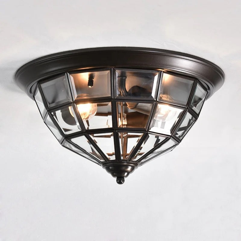 Vintage Geometric Ceiling Light with Black Finish