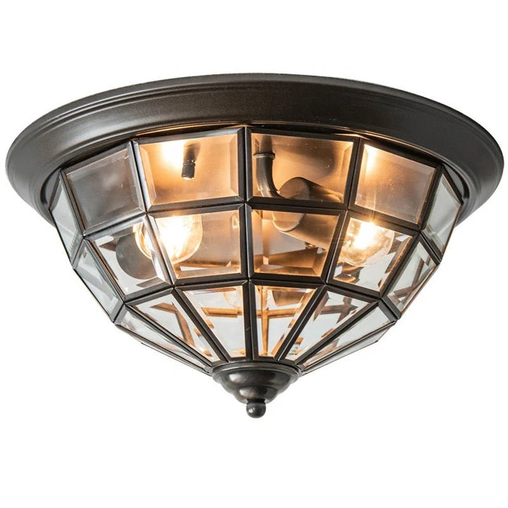Vintage Geometric Ceiling Light with Black Finish
