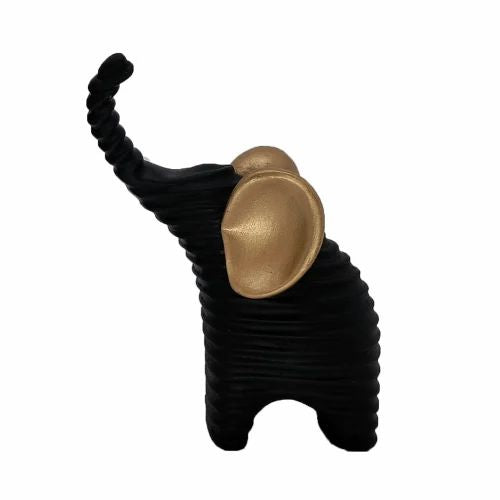 Black & Gold Modern Elephant Figurine Set