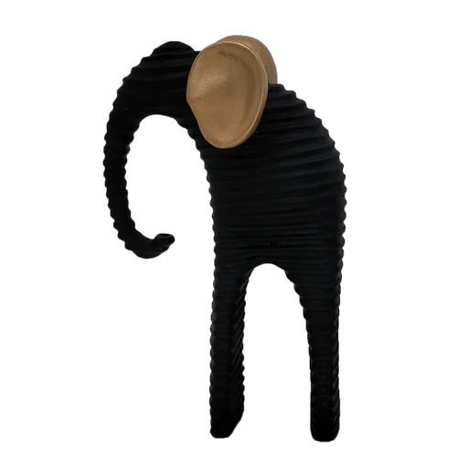 Black & Gold Modern Elephant Figurine Set