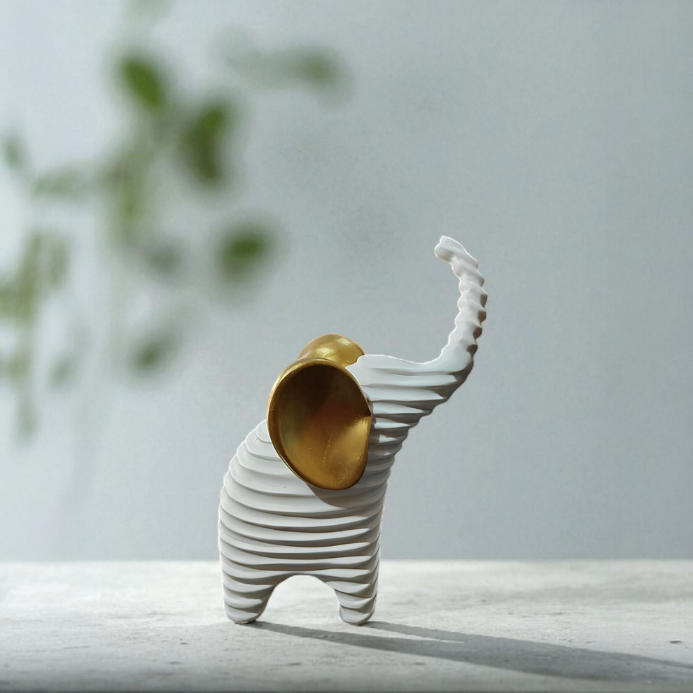 Black & Gold Modern Elephant Figurine Set