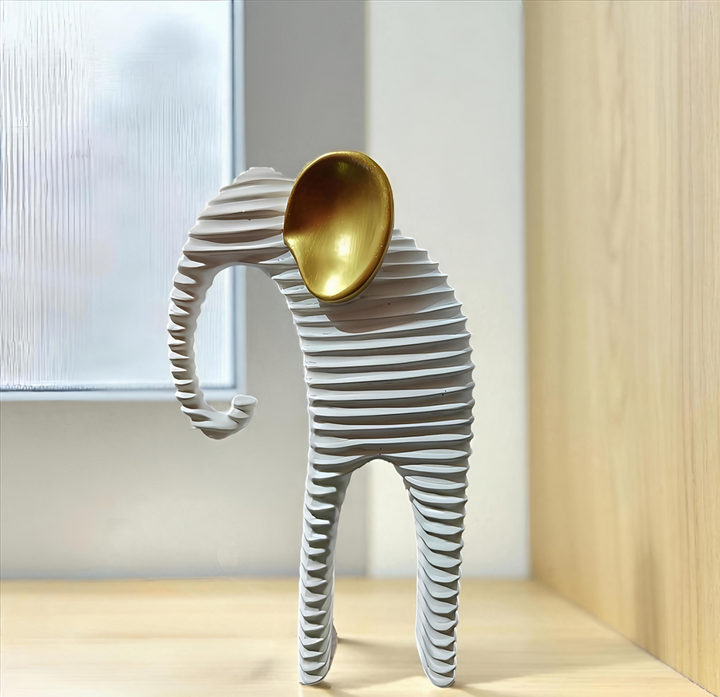 Black & Gold Modern Elephant Figurine Set