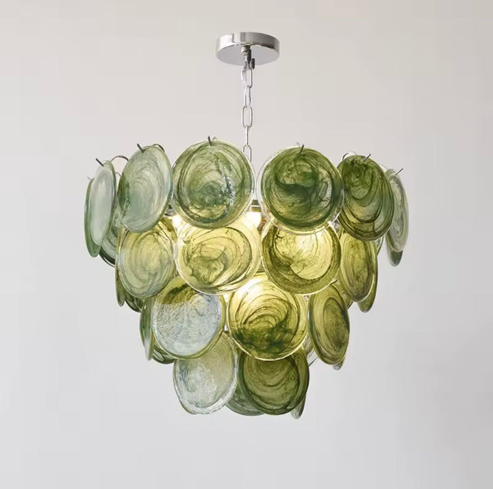 Green Glass Disc Chandelier