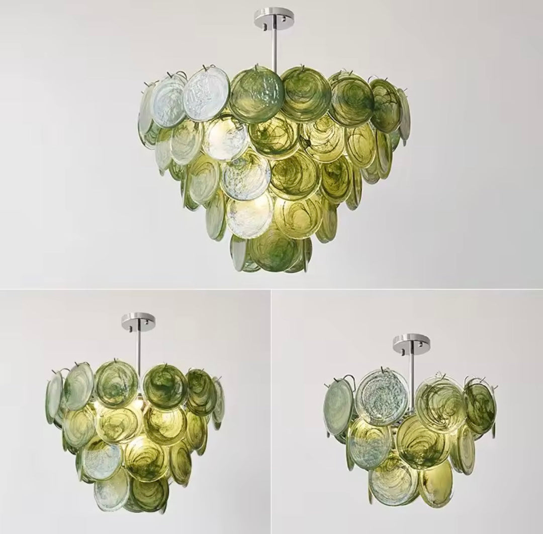 Green Glass Disc Chandelier