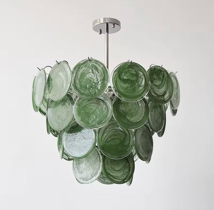 Green Glass Disc Chandelier