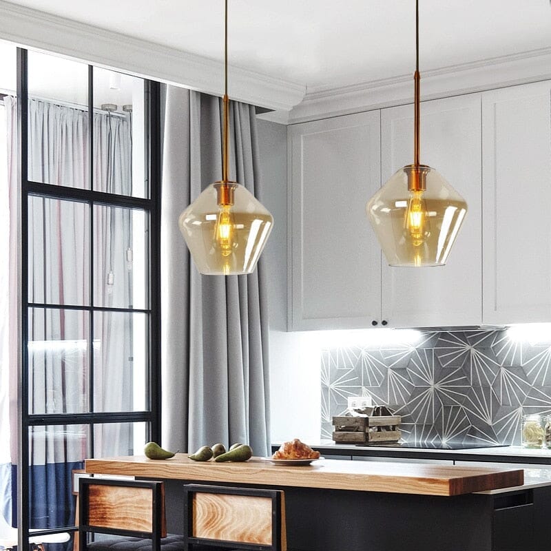 Modern Pendant Lights with Geometric Glass Shades