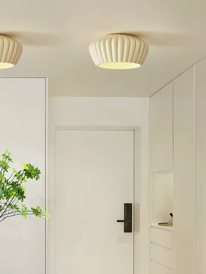 Modern Ceiling Light with Fluted Cream Shade