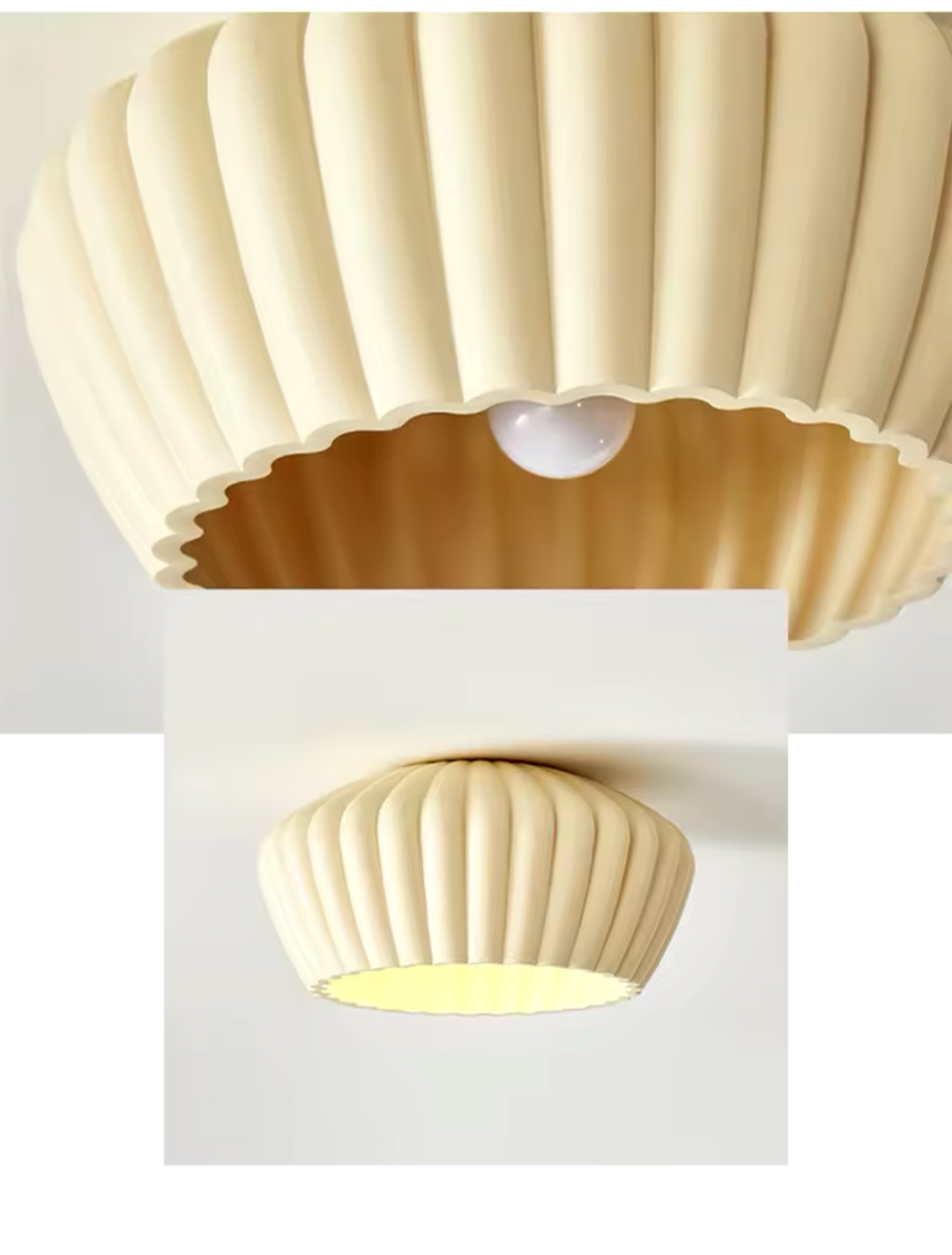 Modern Ceiling Light with Fluted Cream Shade