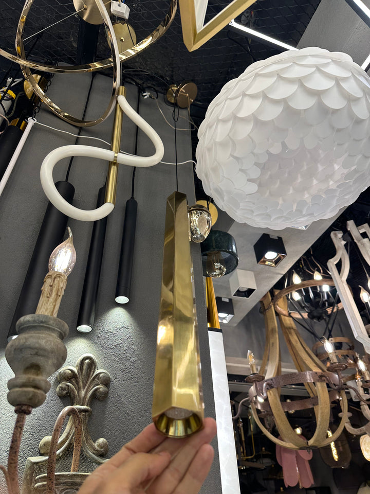 Modern Gold Vertical Bar Pendant Light