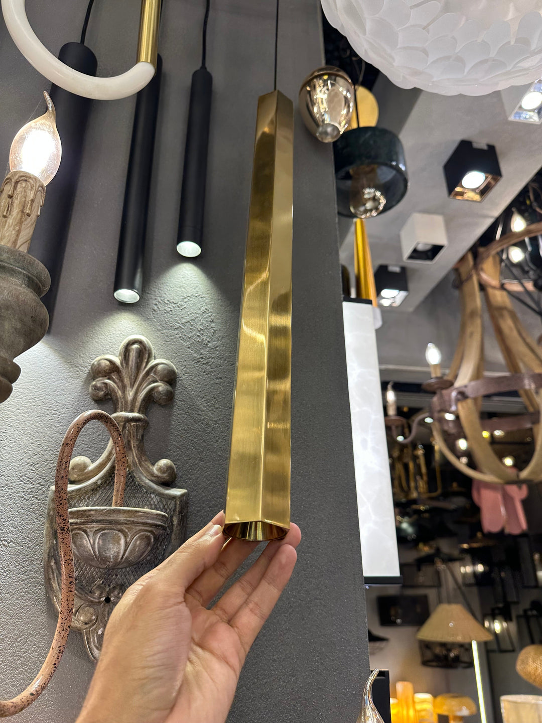 Modern Gold Vertical Bar Pendant Light
