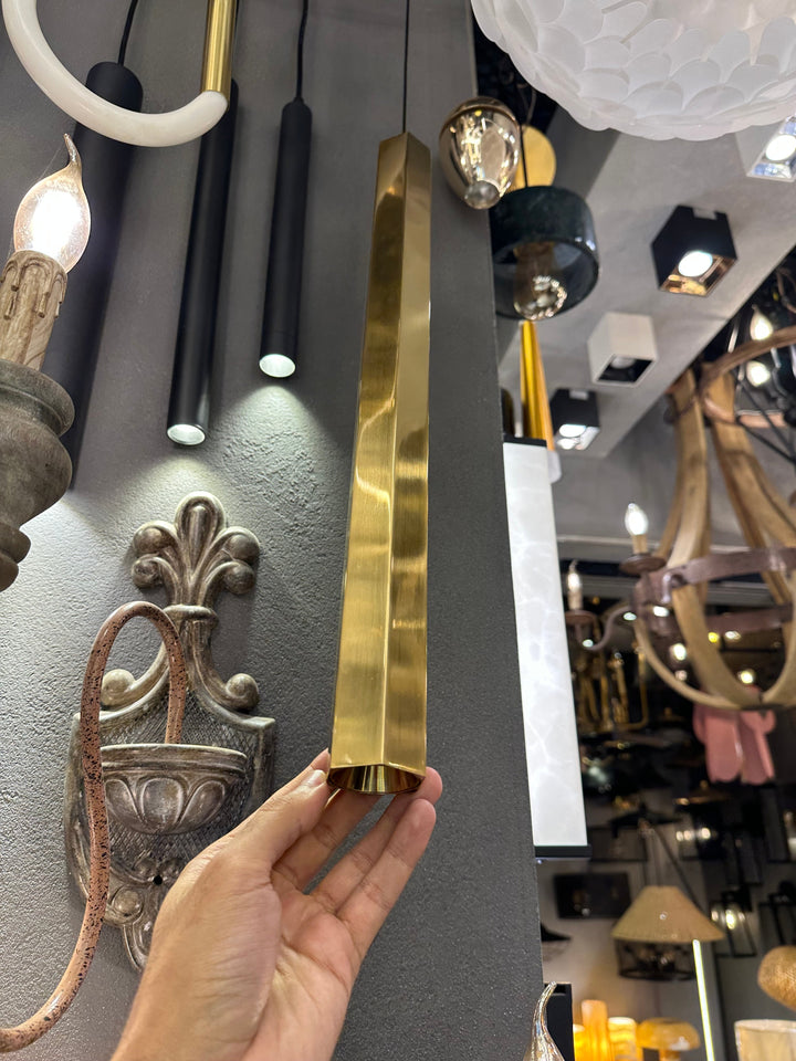 Modern Gold Vertical Bar Pendant Light