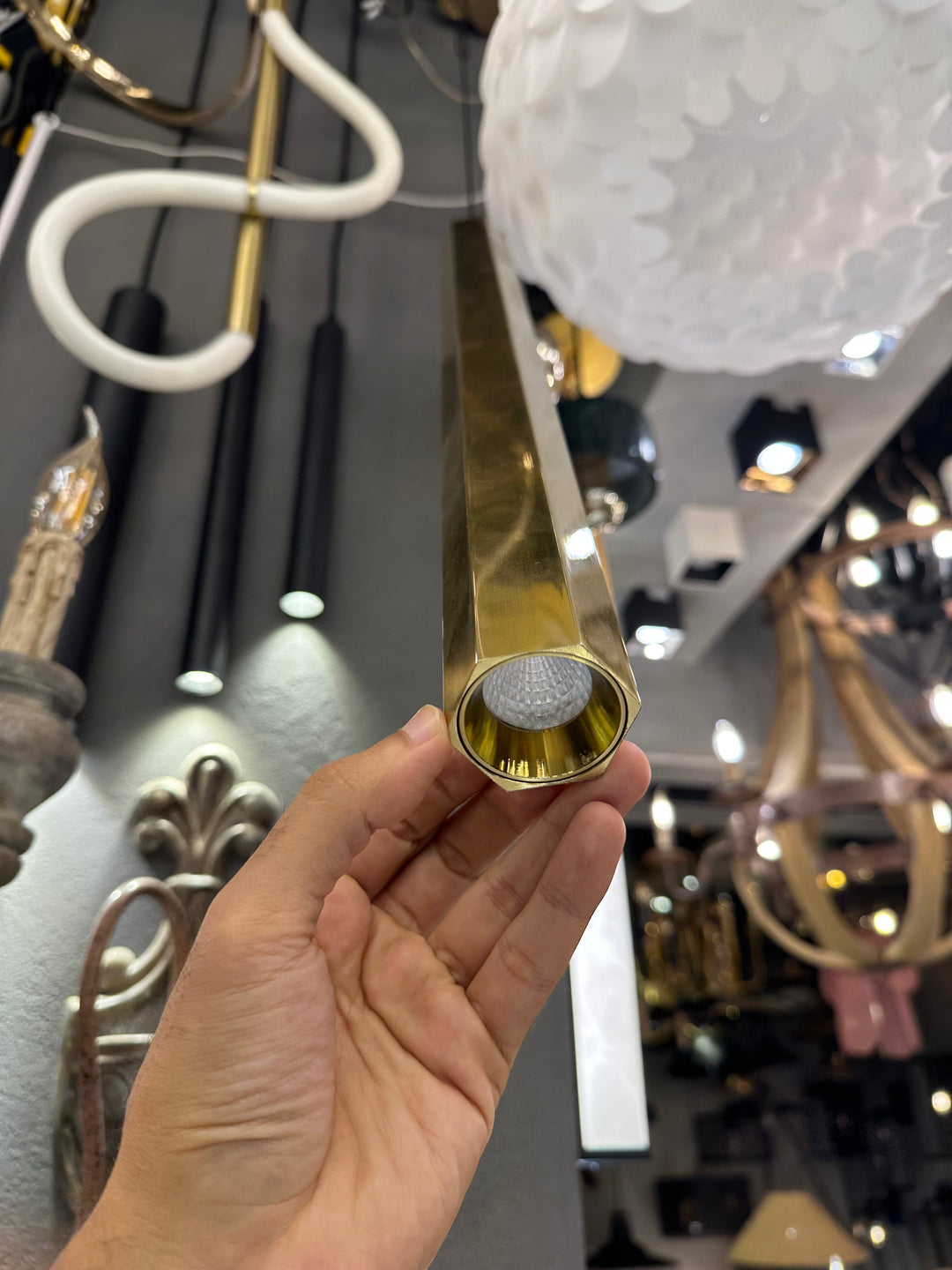 Modern Gold Vertical Bar Pendant Light