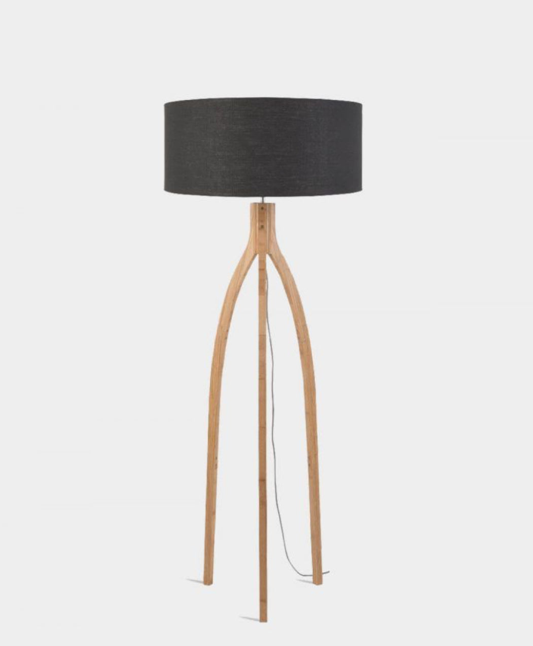 Wooden Tripod Floor Lamp with White Shade
