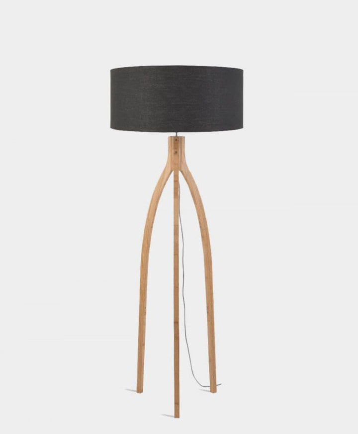Wooden Tripod Floor Lamp with White Shade