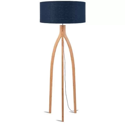 Wooden Tripod Floor Lamp with White Shade
