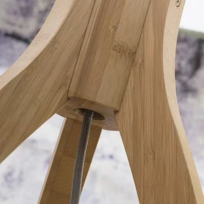Wooden Tripod Floor Lamp with White Shade