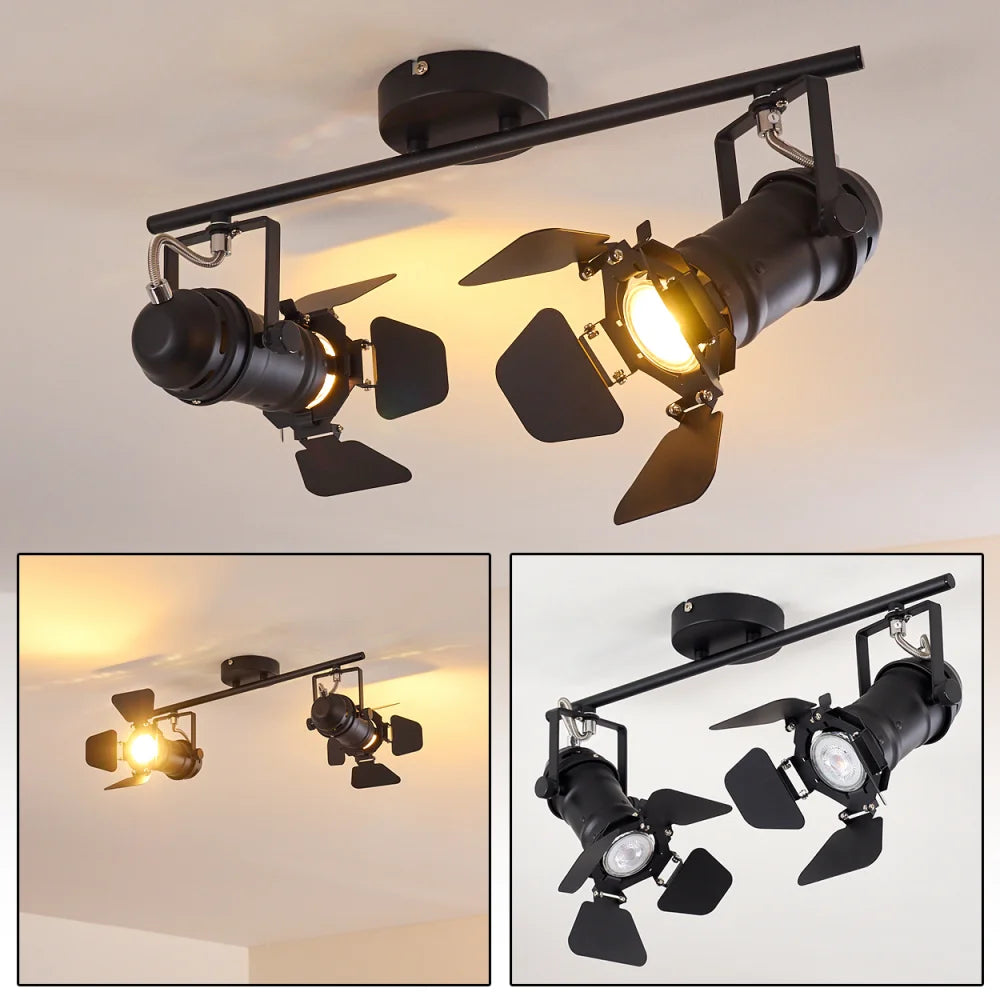 Industrial Black Ceiling Spotlight