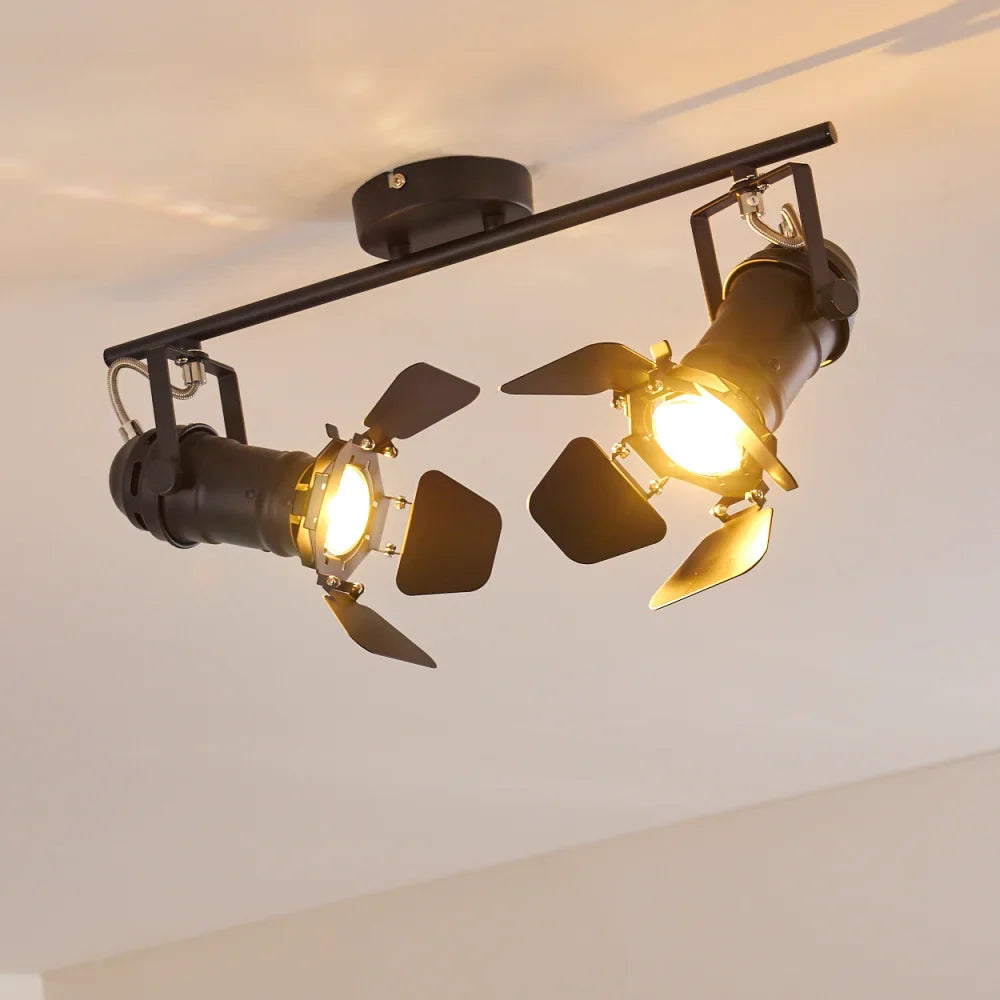 Industrial Black Ceiling Spotlight