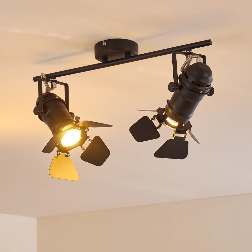 Industrial Black Ceiling Spotlight