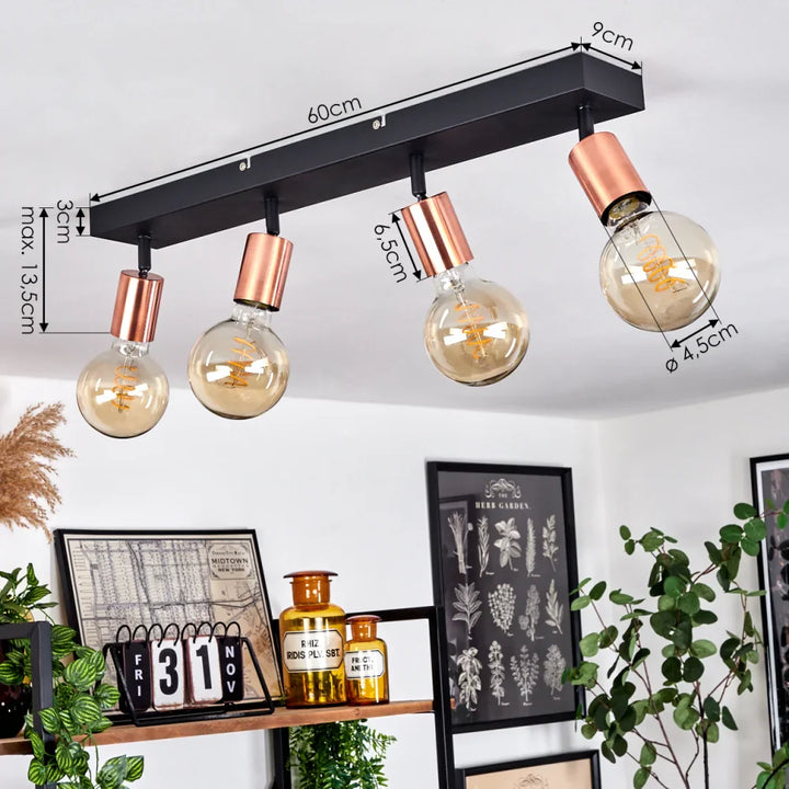 Modern Black and Copper Ceiling Light