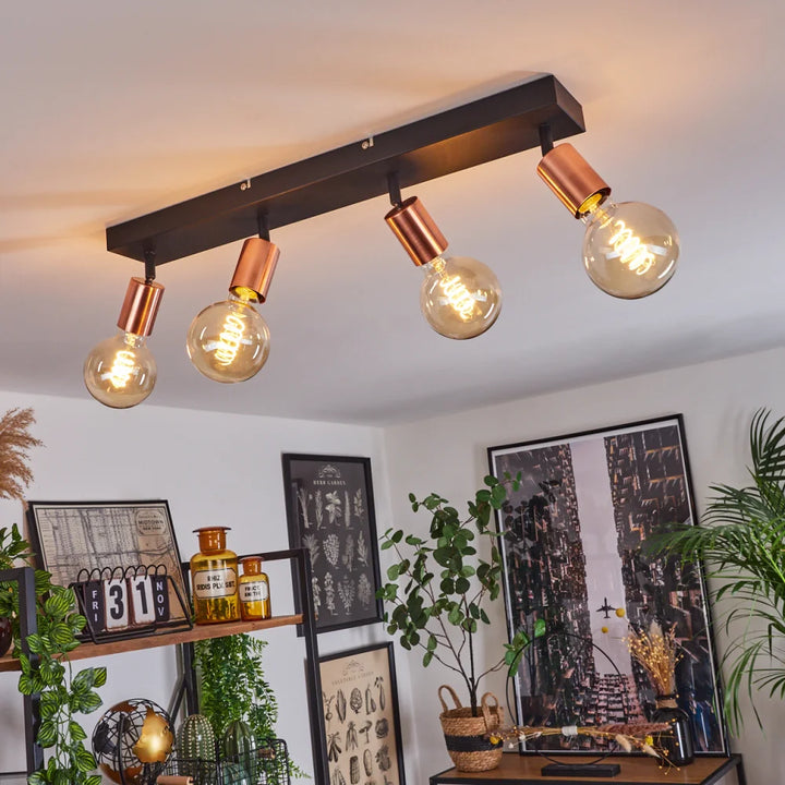 Modern Black and Copper Ceiling Light