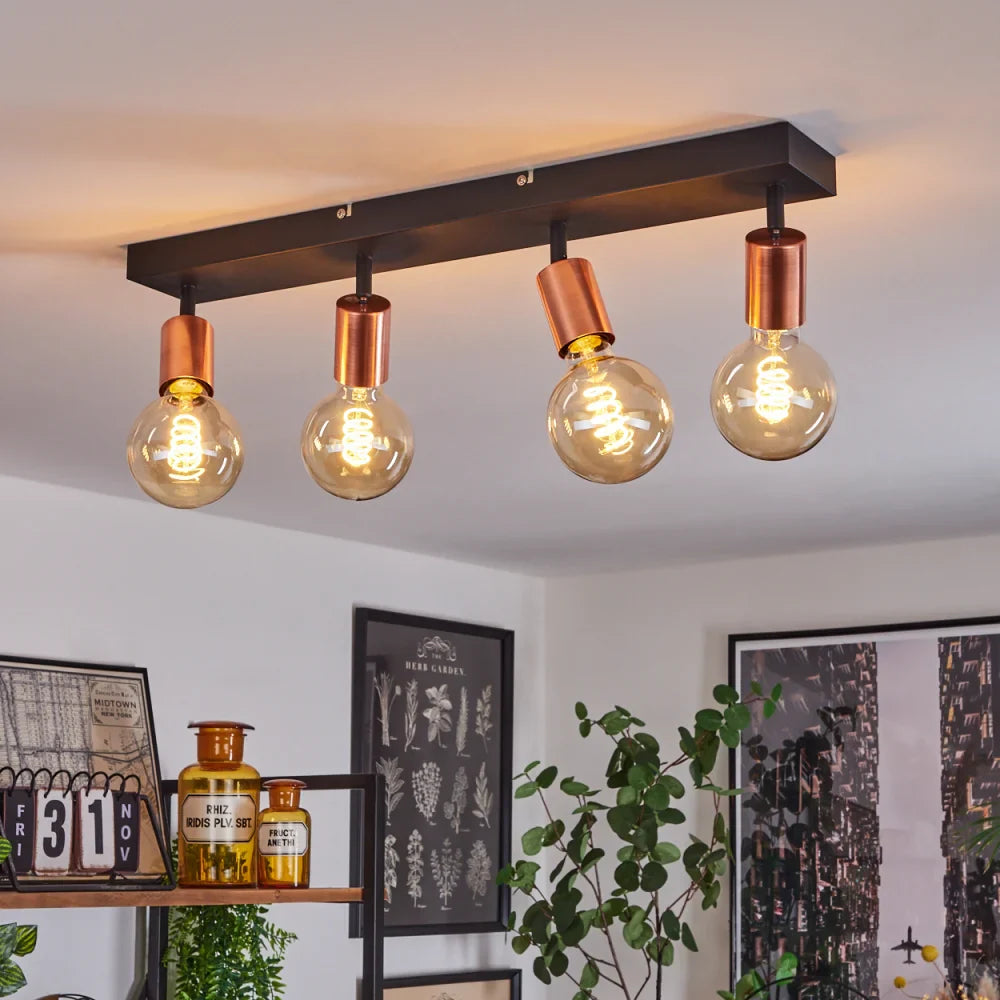 Modern Black and Copper Ceiling Light