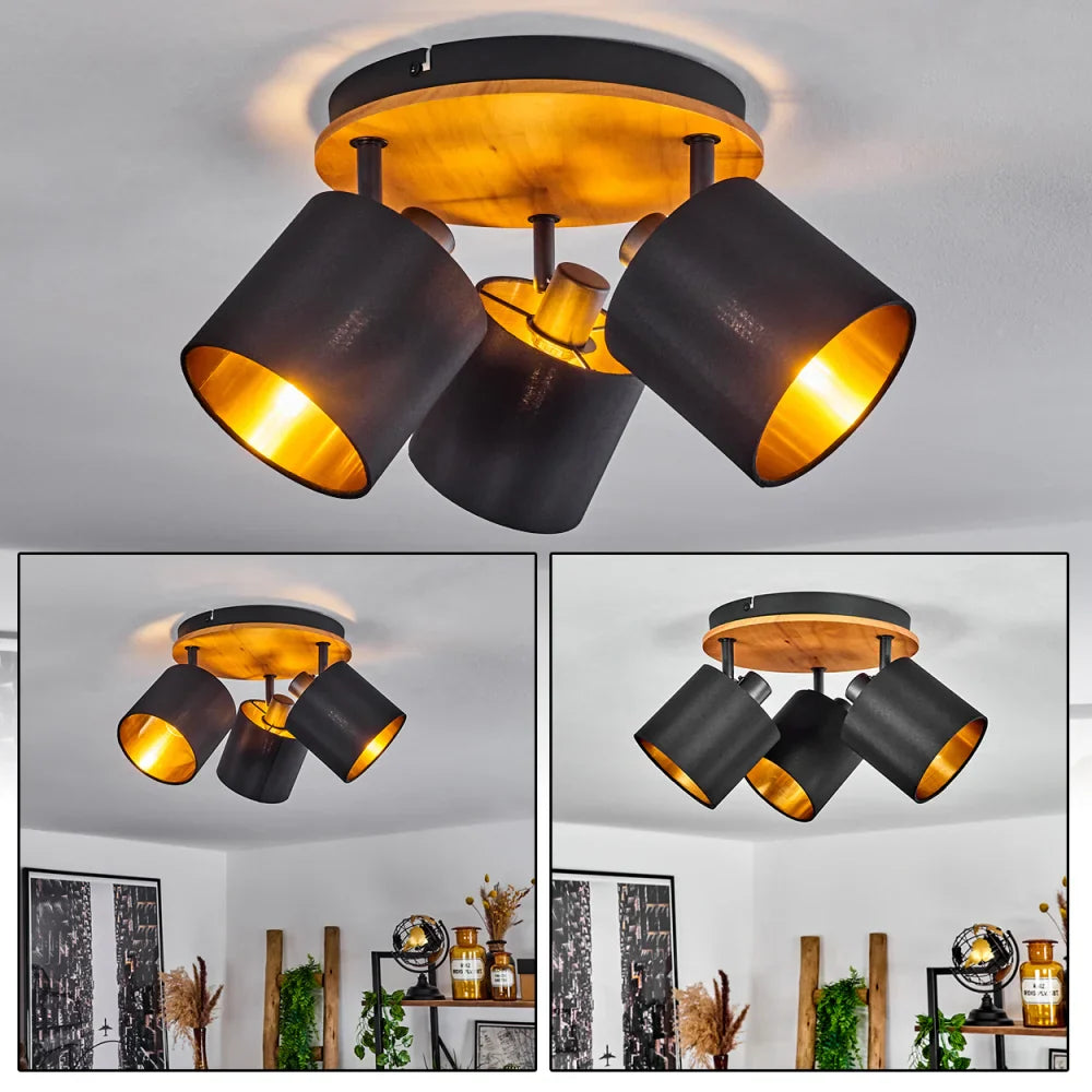 Modern Ceiling Spotlight with Black Cylindrical Shades