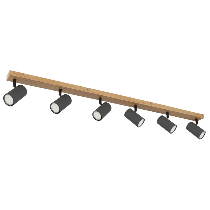 Modern Black and Wood Ceiling Spotlight Bar