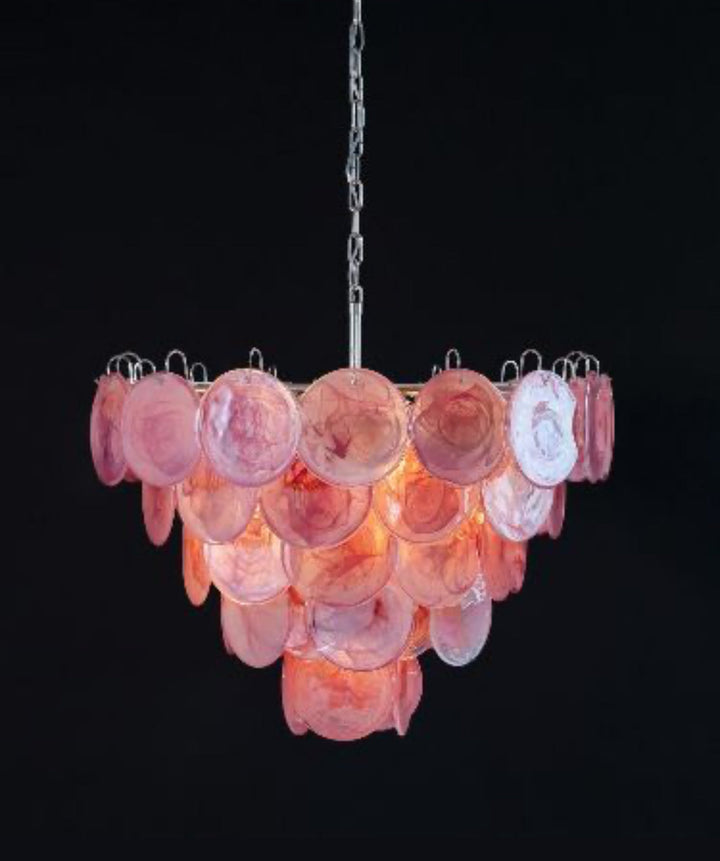 Pink Glass Disc Chandelier