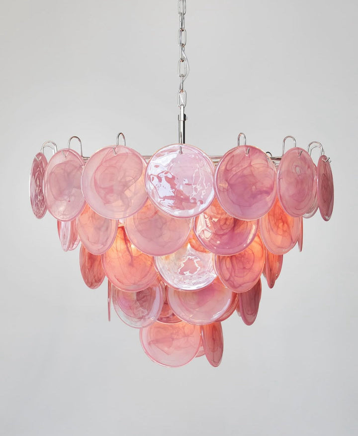 Pink Glass Disc Chandelier
