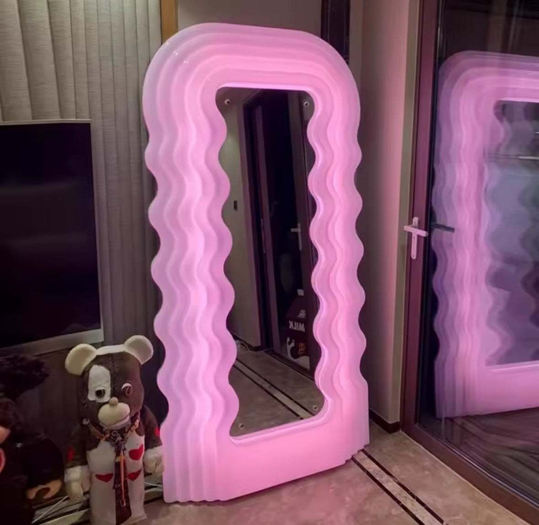 LED Wavy Frame Statement Mirror