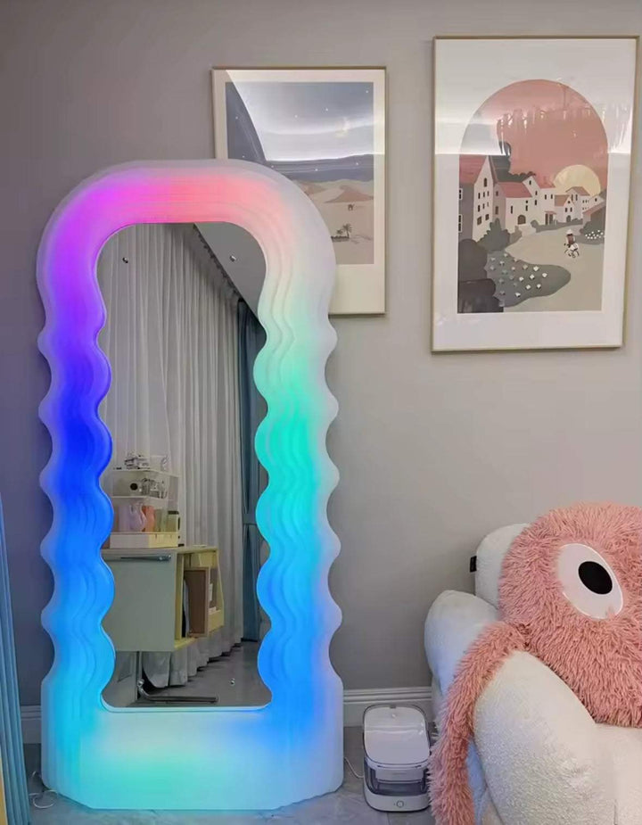 LED Wavy Frame Statement Mirror