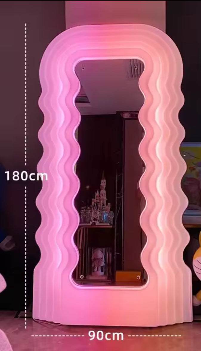 LED Wavy Frame Statement Mirror