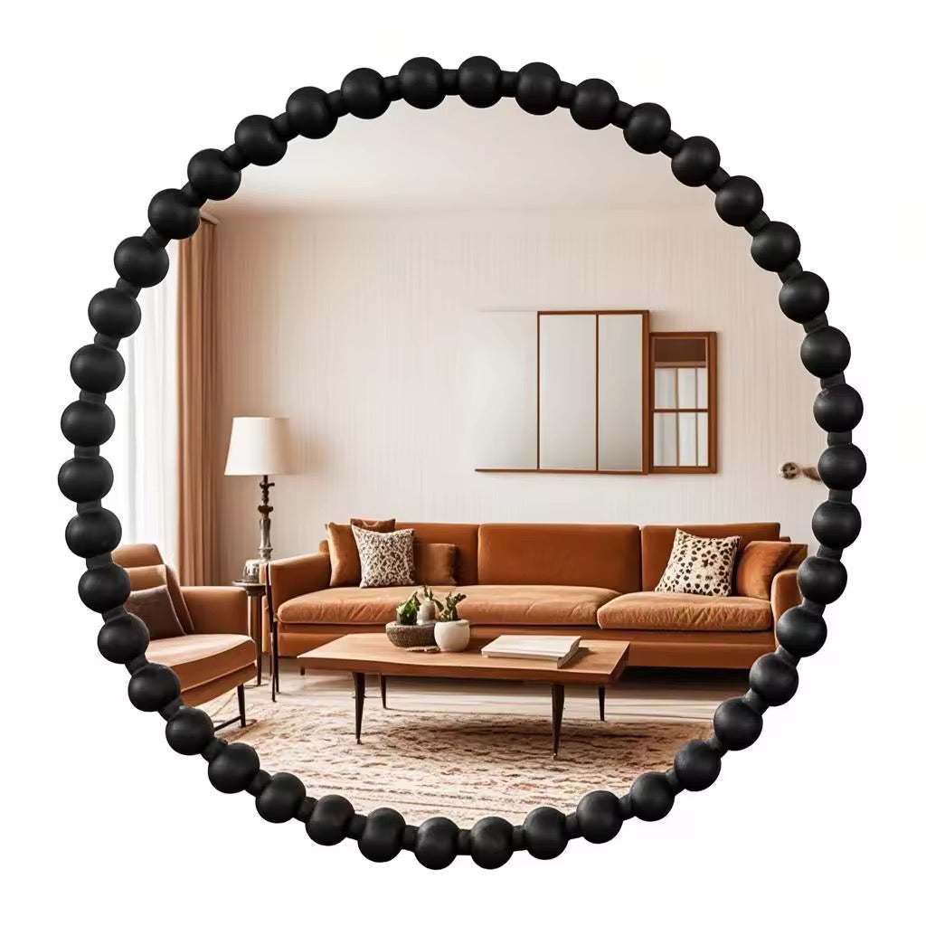 Round Beaded Frame Wall Mirror