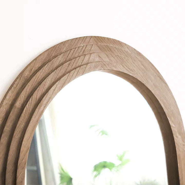 Arbor - Arched Natural Wood Floor Mirror