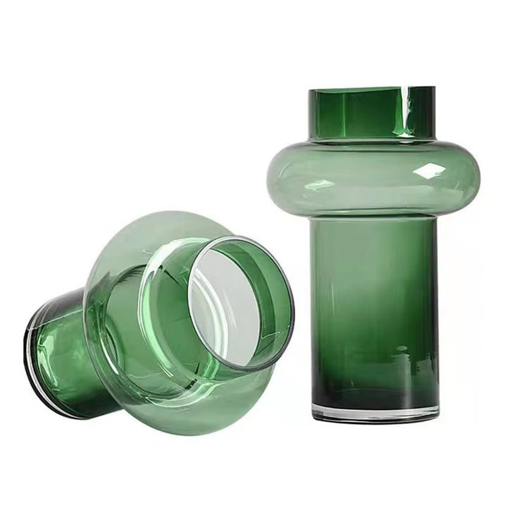 Modern Emerald Green Glass Vase Set of 3
