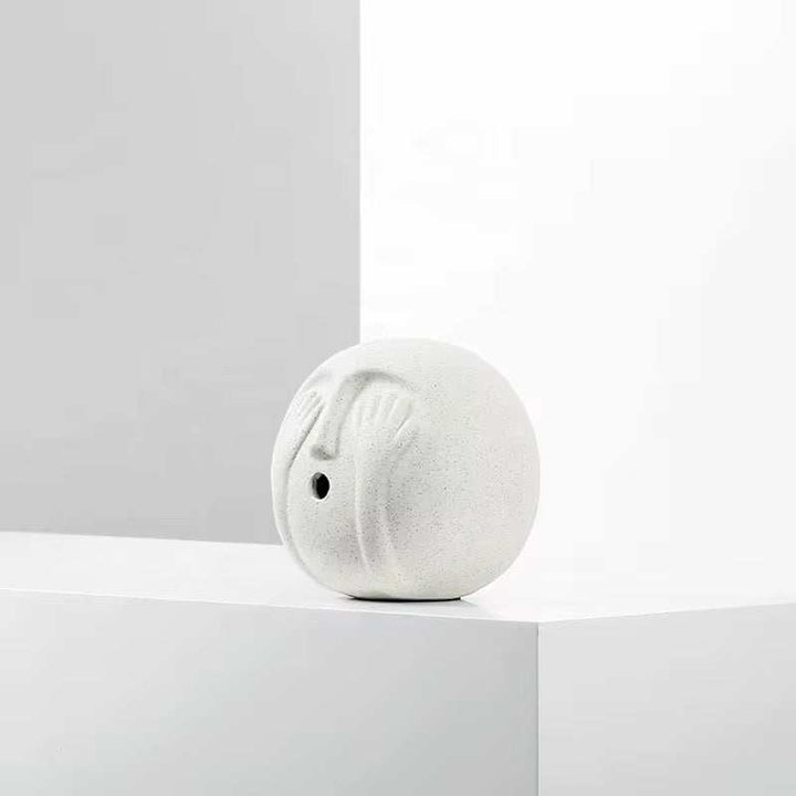 Minimalist White Face Sphere Sculptures set of 3